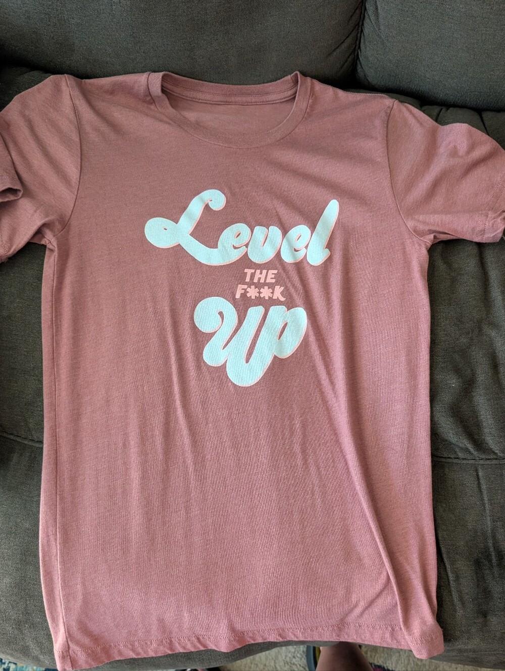 Level Up Graphic Tee - Dusty Rose with White Print